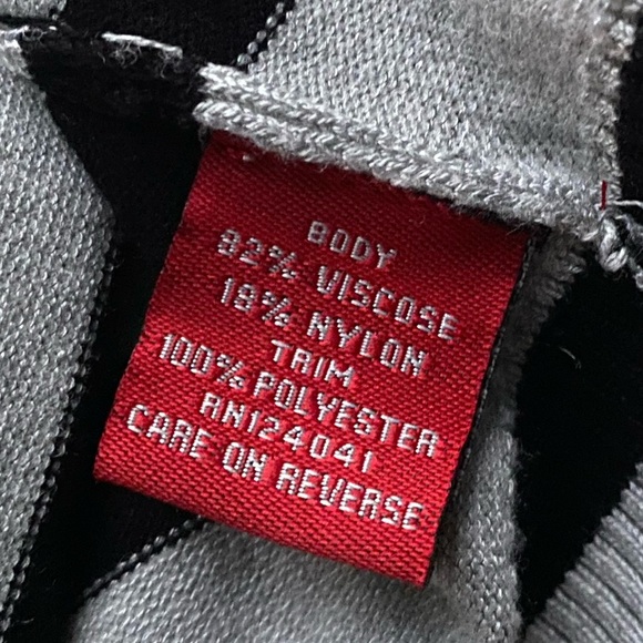 Gray/Black Striped Petite Cardigan with Rosettes - Picture 6 of 6